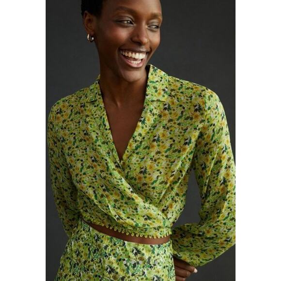 FAVORITE DAUGHTER Lover Floral Chiffon Wrap Crop Top Neiman Marcus S $188 - Picture 1 of 14